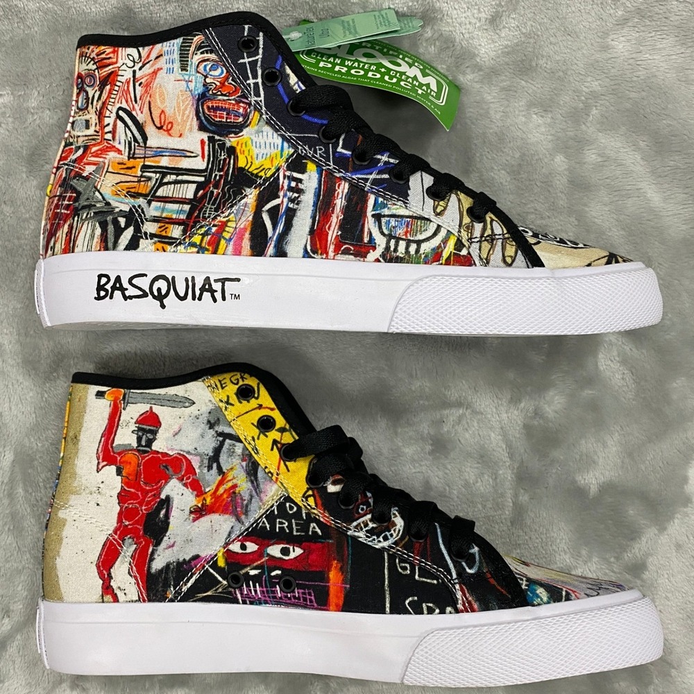 DC x Basquiat Manual Hi Mid Top Skate Shoes Men 9 Multicolor Limited Art Collab